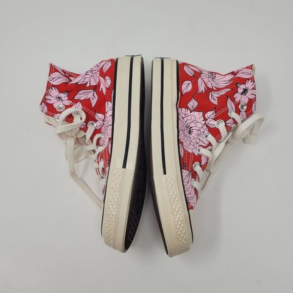 Converse Womens 5.5 Chuck 70 red pink floral high tops 568373C 2003 - Picture 5 of 12